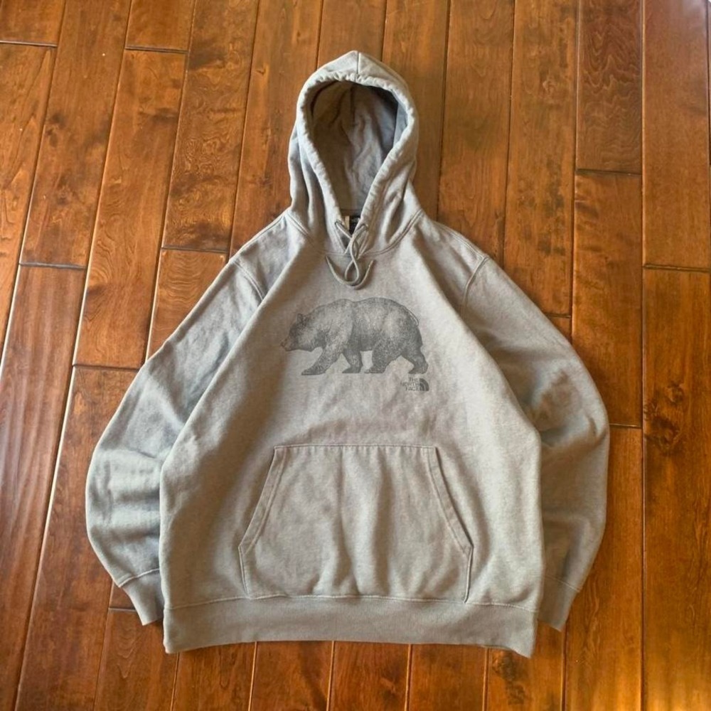 Casual Men's Gray Bear Graphic Hoodie